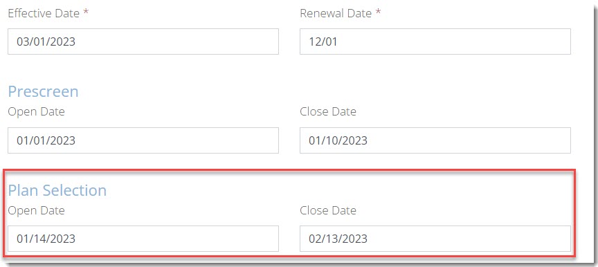 Screenshot highlighting hte Plan Selection Open and Close in Client Details