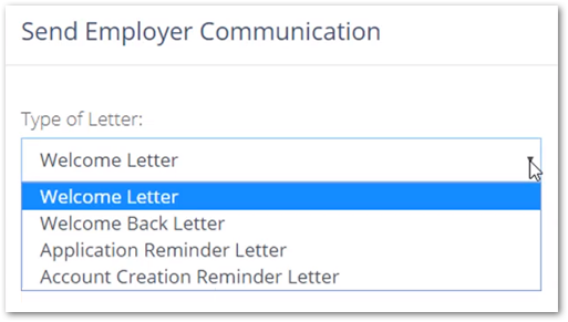 Screenshot showing the Employer Communication options