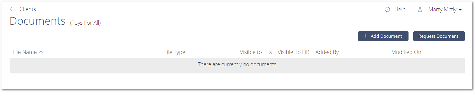 Screenshot showing the Document Center