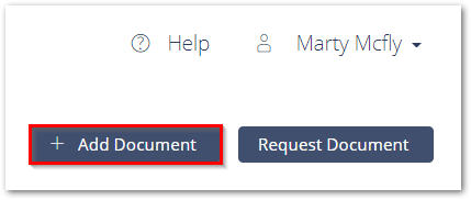 Screenshot highlighting the Add Document button in the Document Center