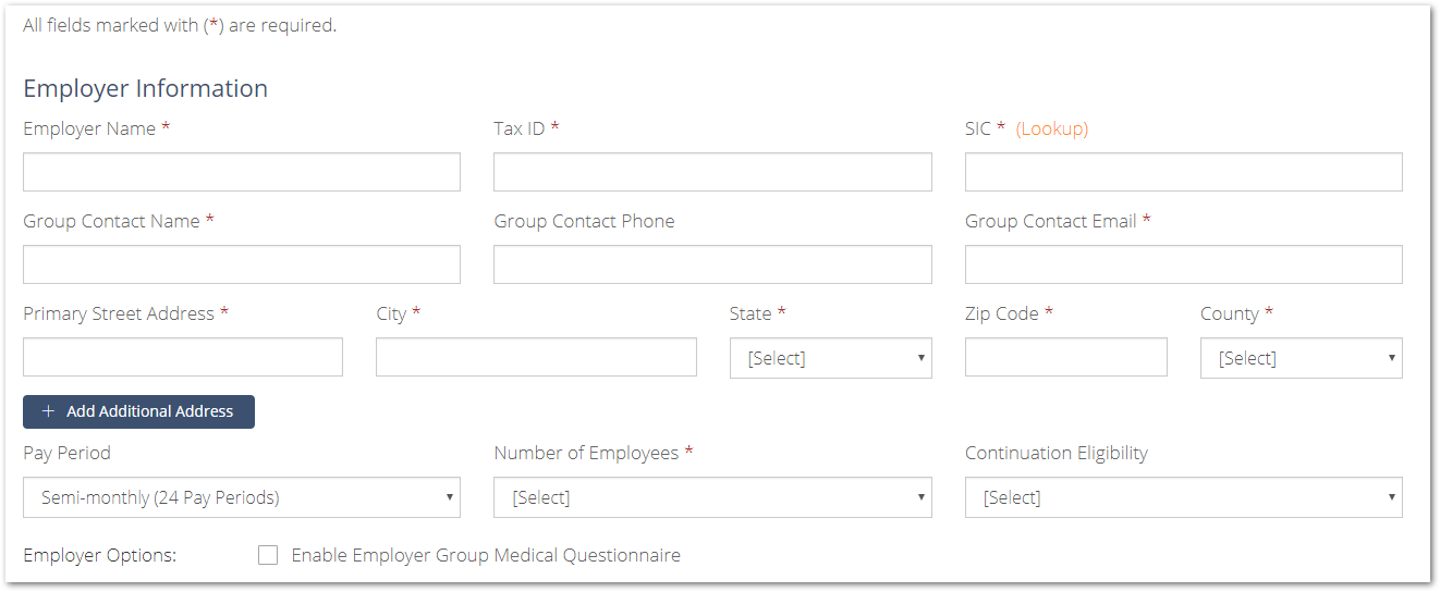 Screenshot showing the Employer Information section