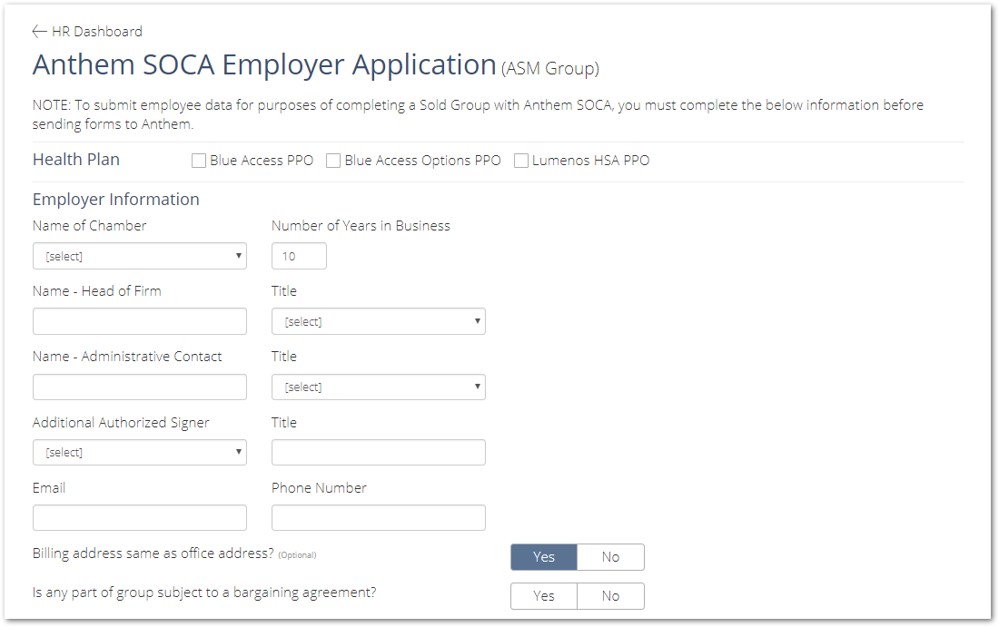 How HR Managers can complete the Anthem for SOCA Benefit Plan Employer ...