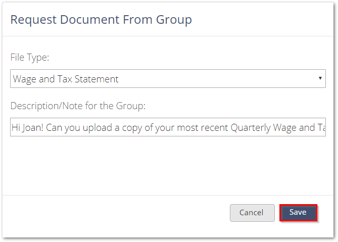 Screenshot the document request process