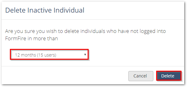 Screenshot showing how to delete multiple inactive Individuals by time frame