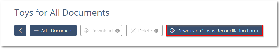 Screenshot highlighting the Download Census Reconciliation Form button in the Document Center