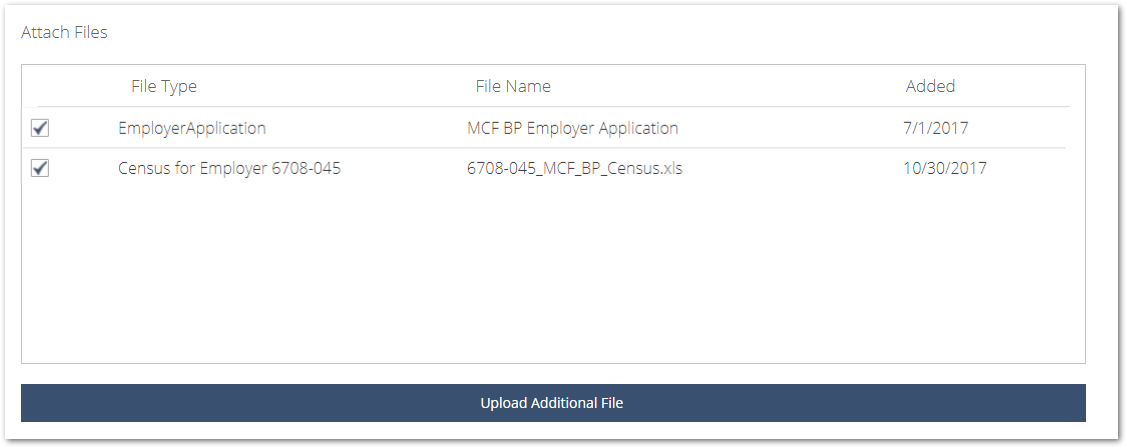 Screenshot showing the Attach Files section
