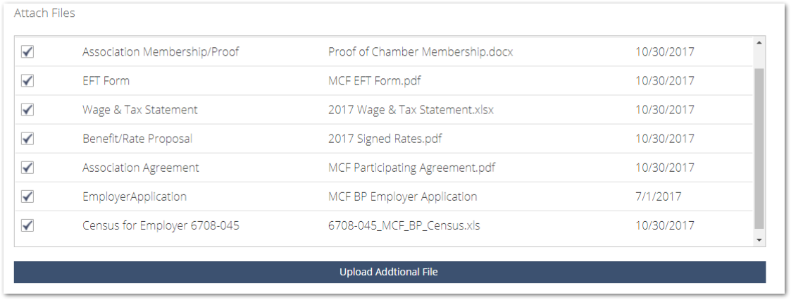 Screenshot showing the Attach Files section