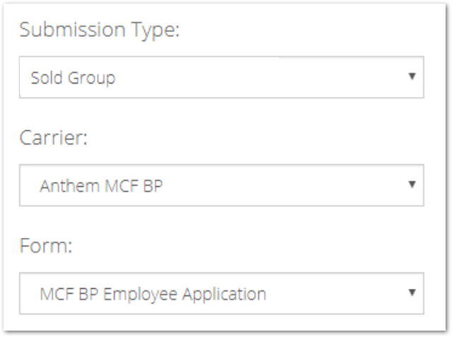 Screenshot showing an example of a form submission for a Sold Group submission type