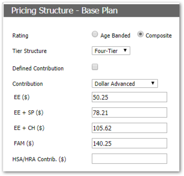 Screenshot showing the pricing structure for Anthem MCF BP