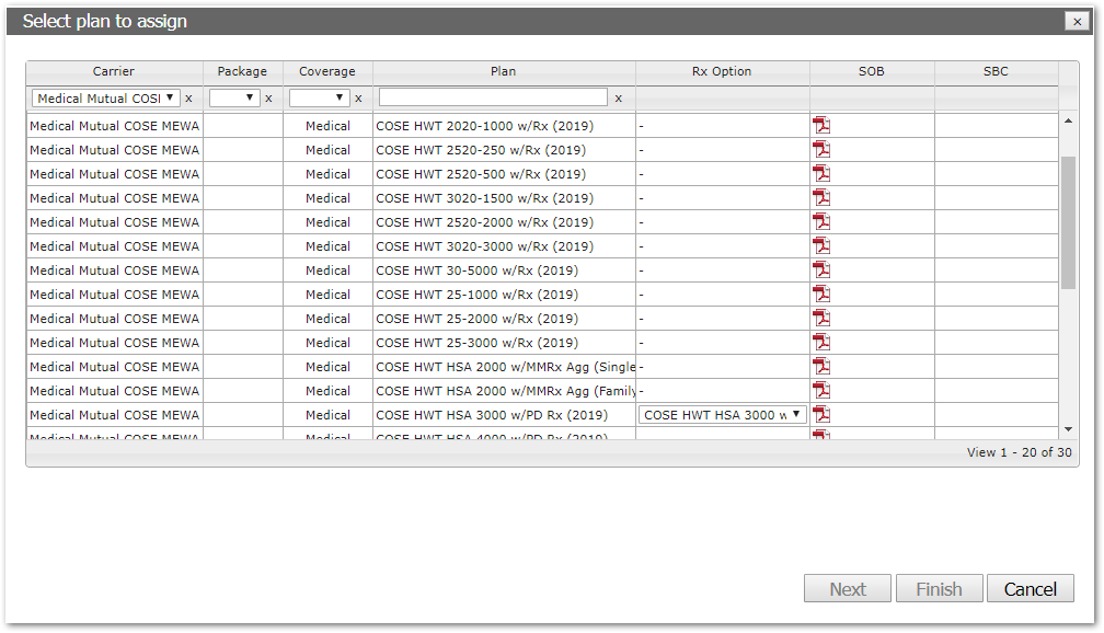 Screenshot showing how to assign a plan