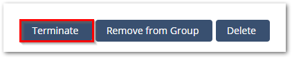 Screenshot highlighting the Terminate button on the Administer User page